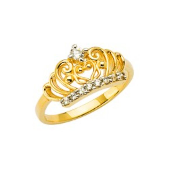 Jewelry - 14k Yellow gold CZ Crown Ring size 3 4 5 6 7 8 9
